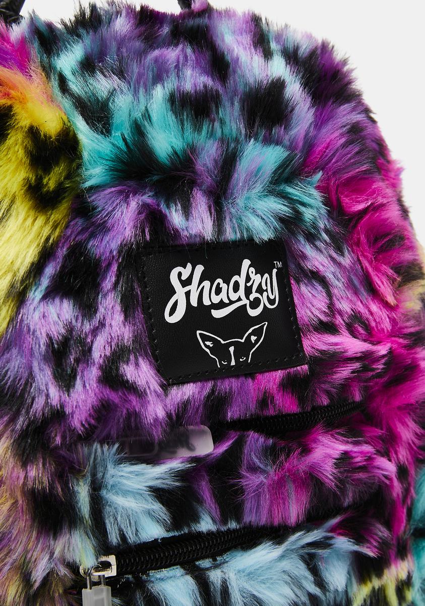 Shadzy Rainbow Cheetah Faux Fur Hydration Mini Backpack  display picture 1