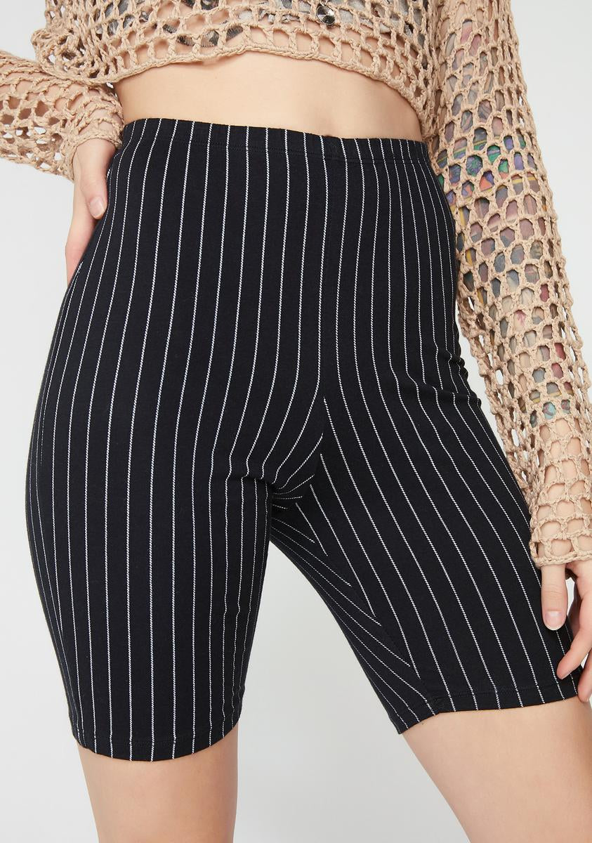 Pinstripe biker shorts on sale