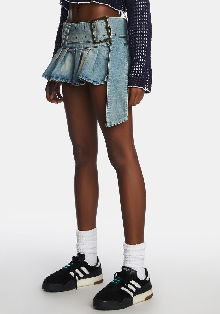 Jaded London Pleated Denim Micro Mini Skirt - Blue – Dolls Kill
