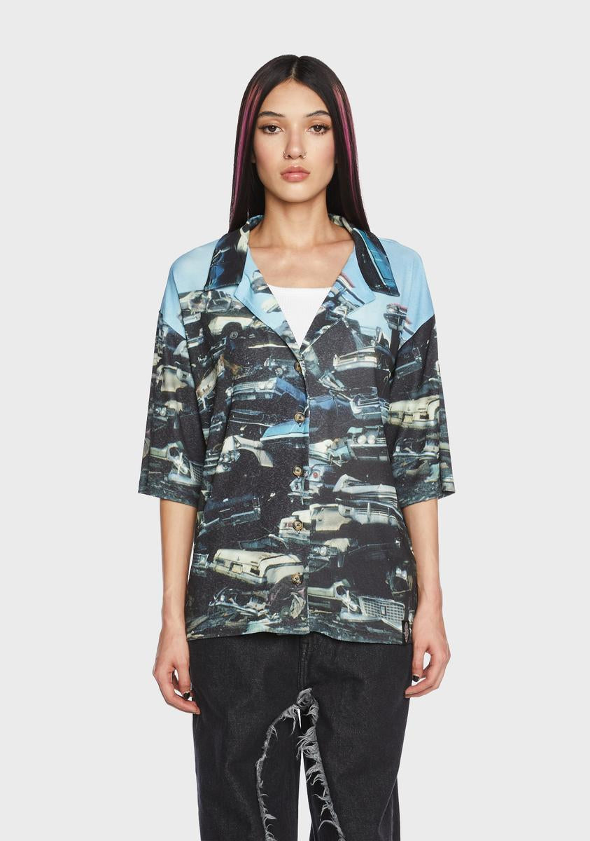 Wasteland Button-Up Shirt Basic Pleasure Mode,New Products : American Fashion Style Bags On Sale