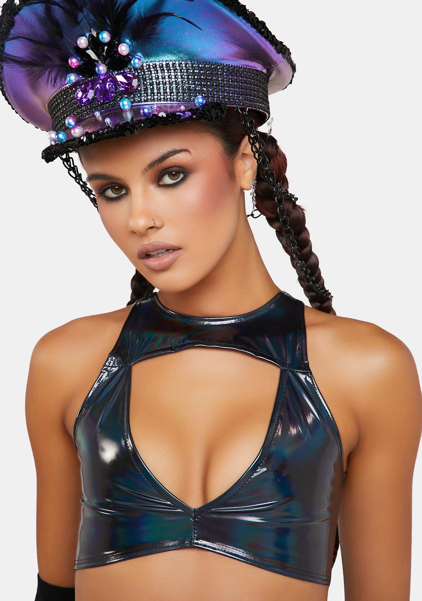 Black Holo PVC Harness Top J Valentine,All Products : American Fashion Style Bags On Sale