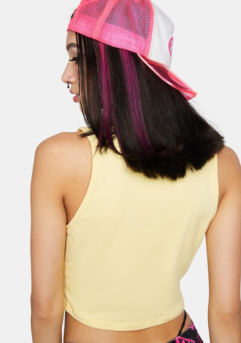 Sleeveless Collared Crop Top Yellow Dolls Kill