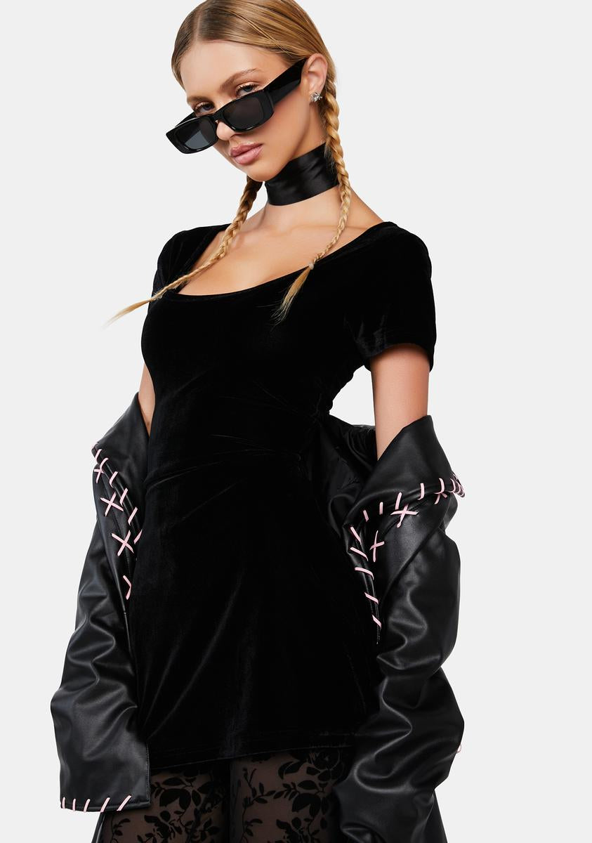 Delia's Velvet Cap Sleeve Mini Flare Dress - Black  Dolls Kill