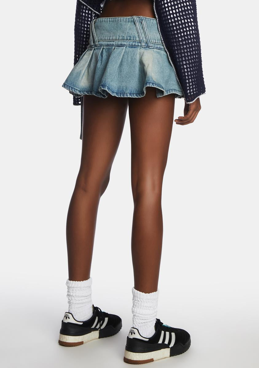 Jaded London Pleated Denim Micro Mini Skirt - Blue – Dolls Kill