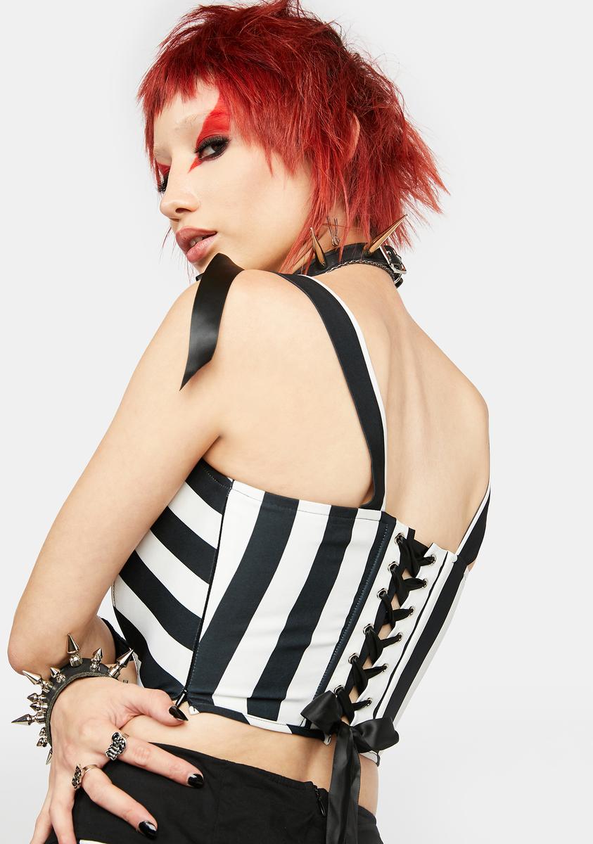 black and white striped bustier