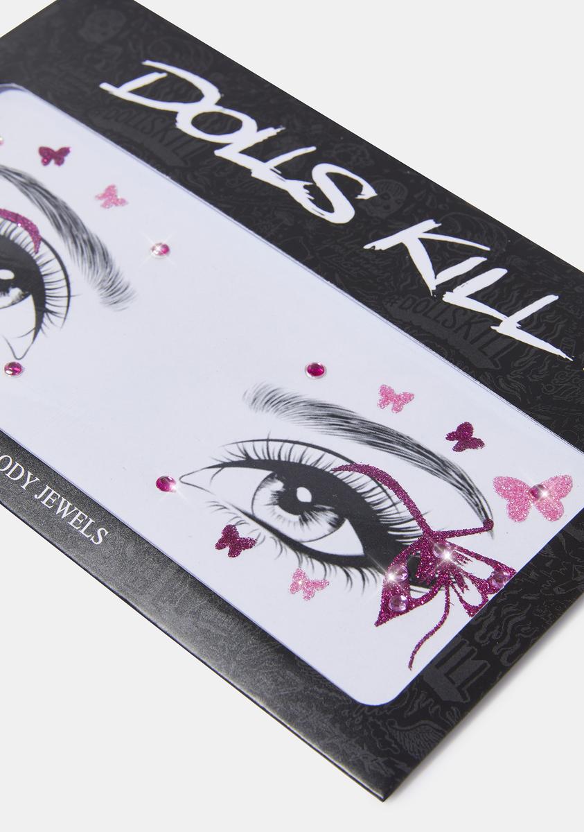 Butterfly Sparkly Face Stickers Pink/Purple Dolls Kill