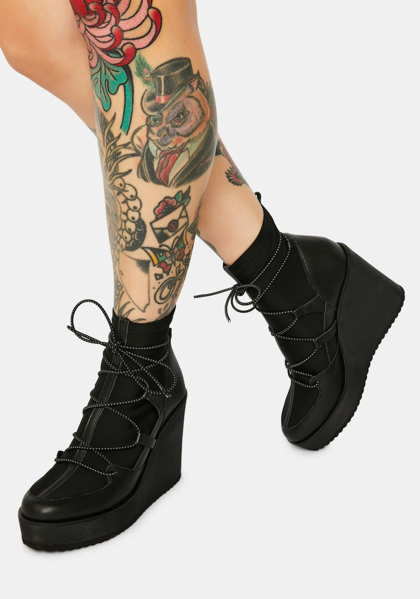 Steve Madden Lace Up Treaded Booties Black Dolls Kill