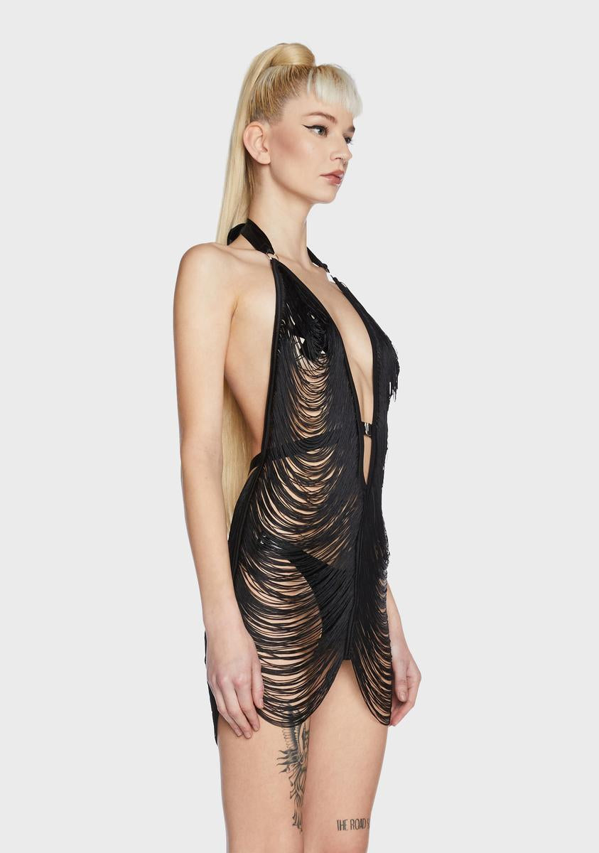 Thistle And Spire Fringe Halter Slip Dress
