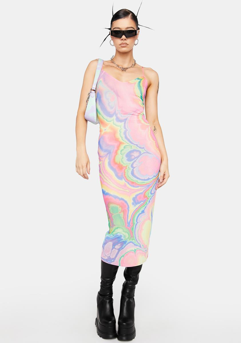 Abstract Marble Amina Mesh Midi Dress AFRM,Specials : American Fashion Style Bags On Sale