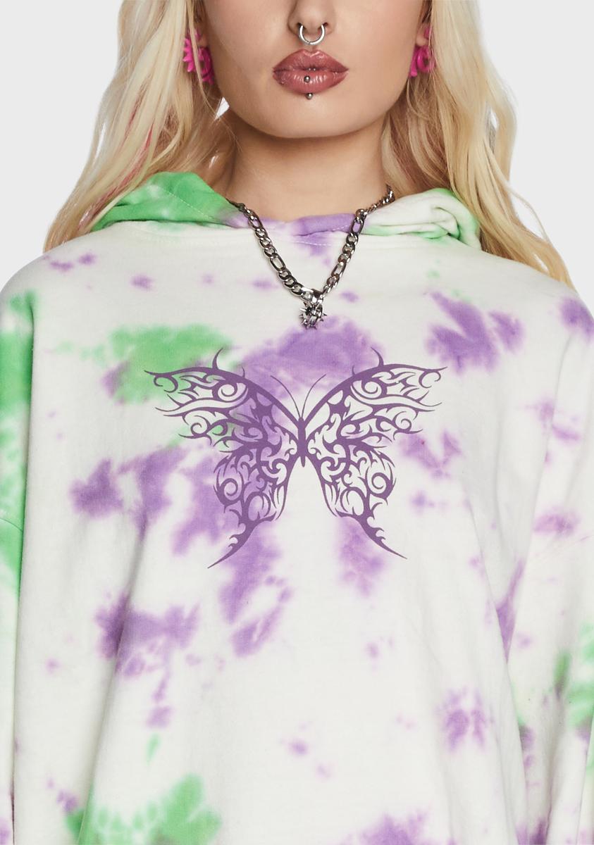 Tie dye hoodie with butterfly Clearance