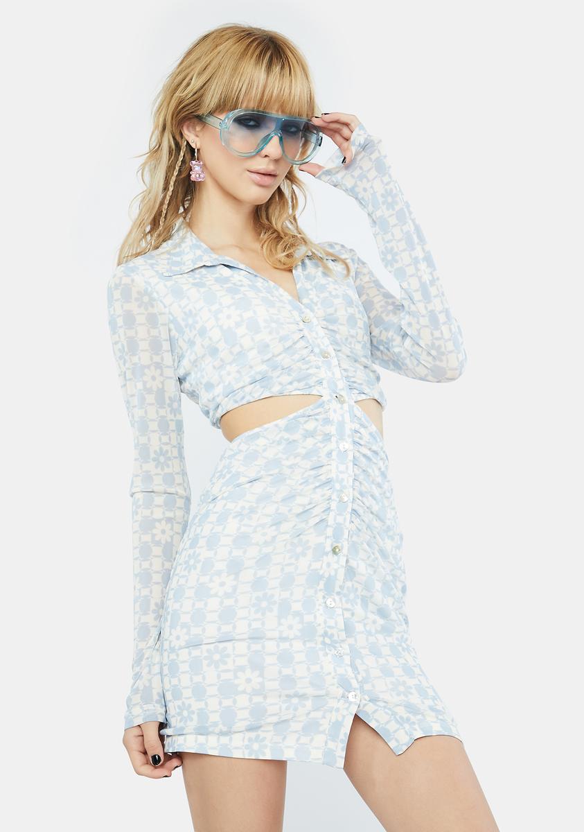 dollskill mesh dress Horoscopez Graffiti Print Cut Out Mesh Dress