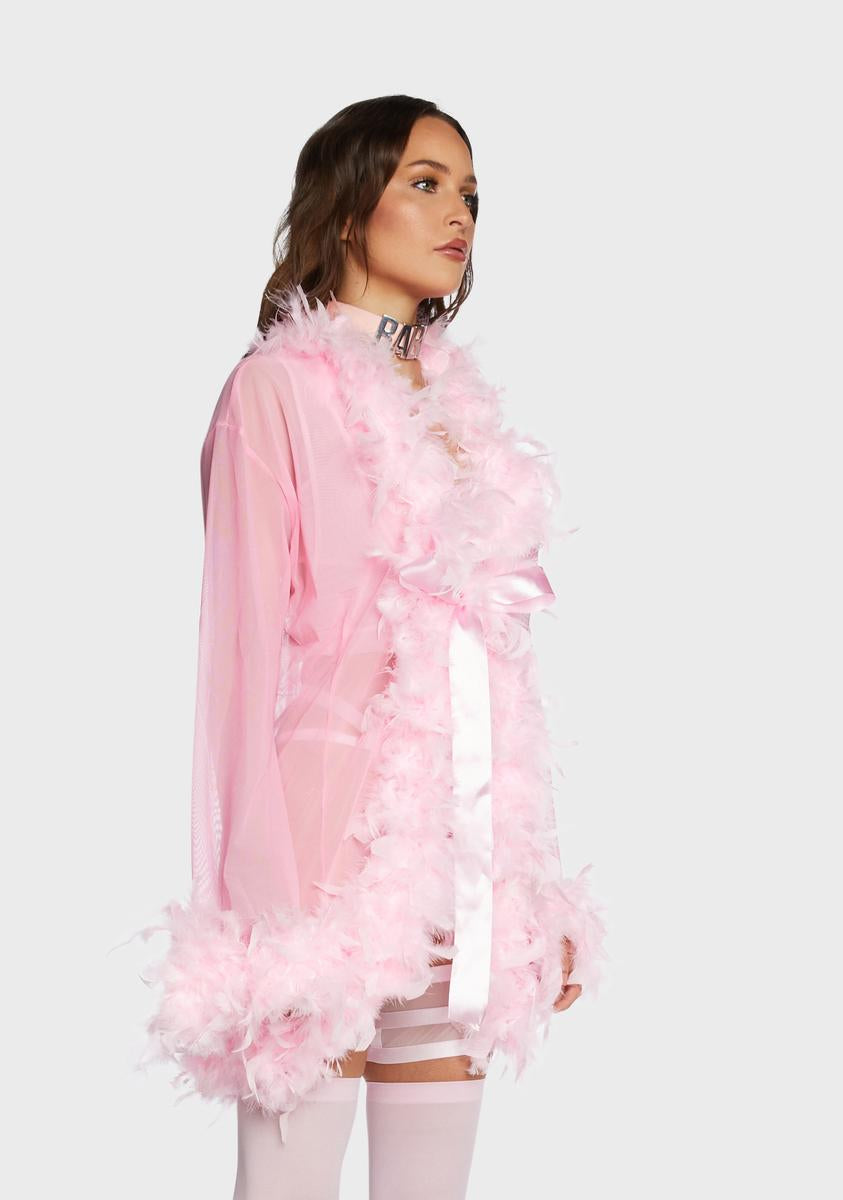 Baby Pink Feather Mesh Robe – Dolls Kill