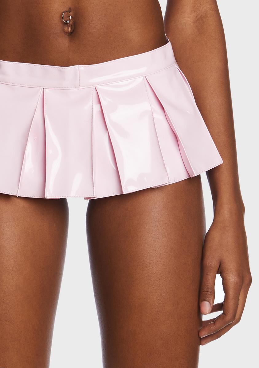 Vinyl Pleated Micro Mini Skirt Pink Dolls Kill