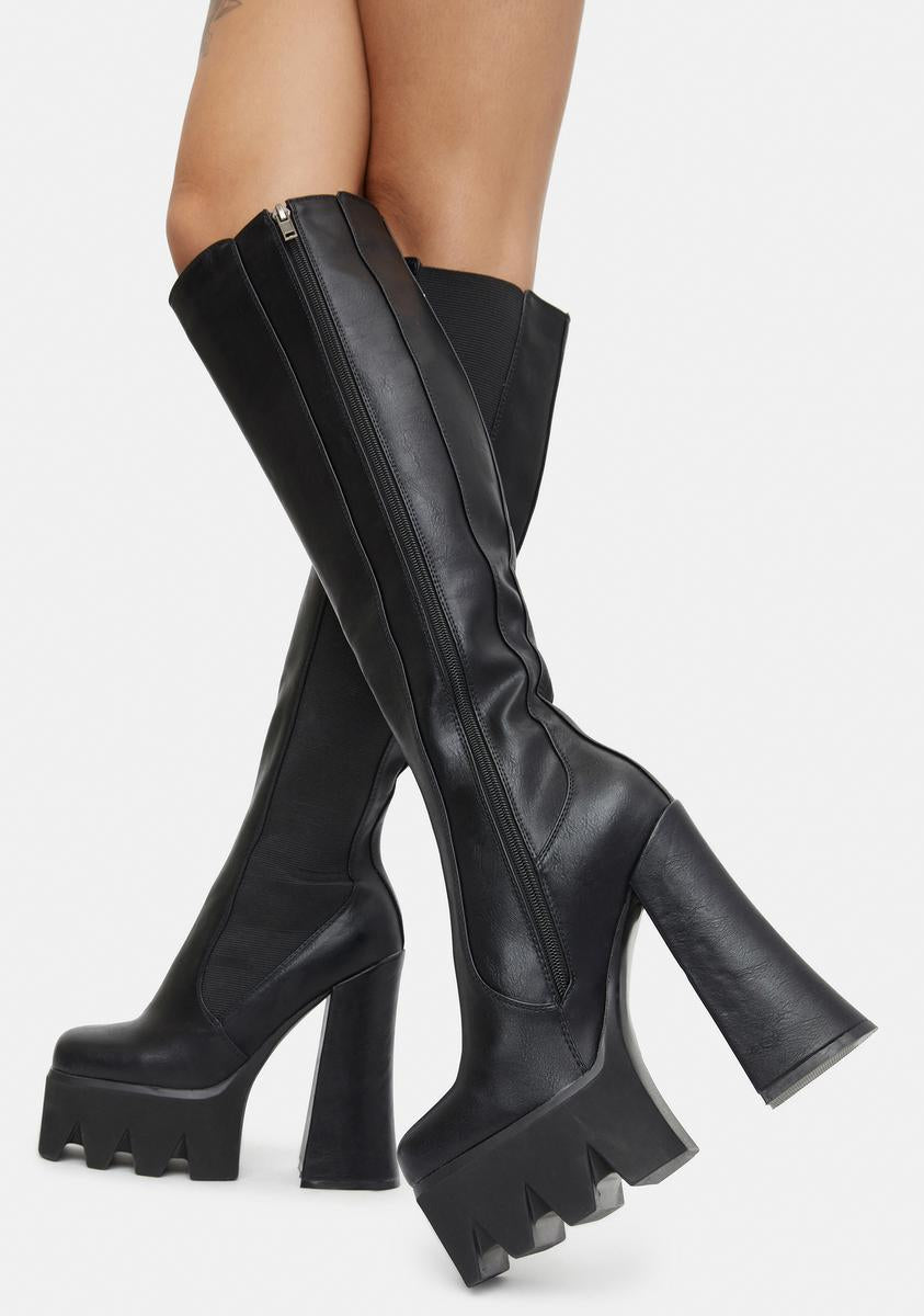 Disco Inferno Knee High Platform Boots
