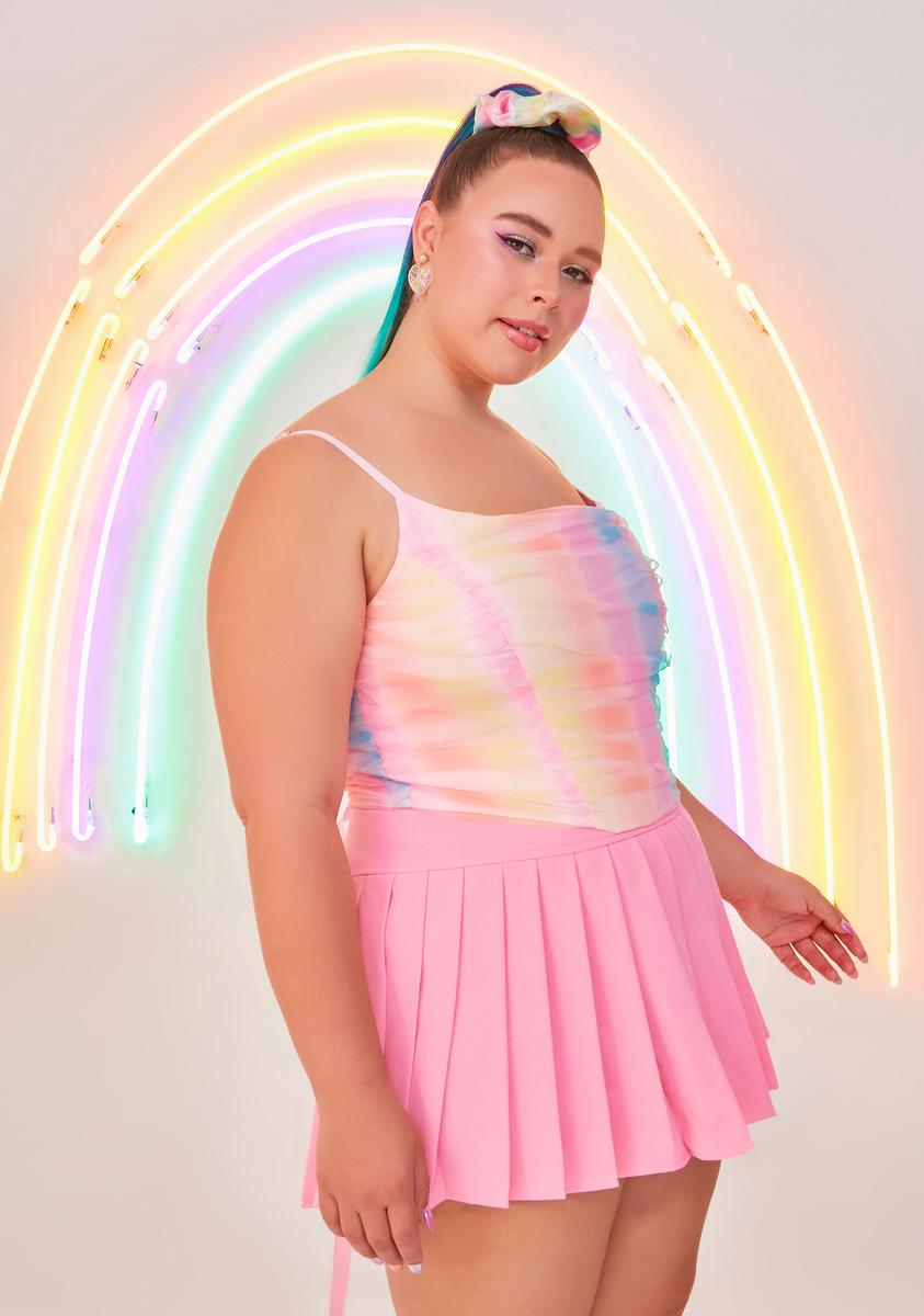 Plus Size Dolls Kill x My Little Pony Pastel Rainbow Tulle Corset Top