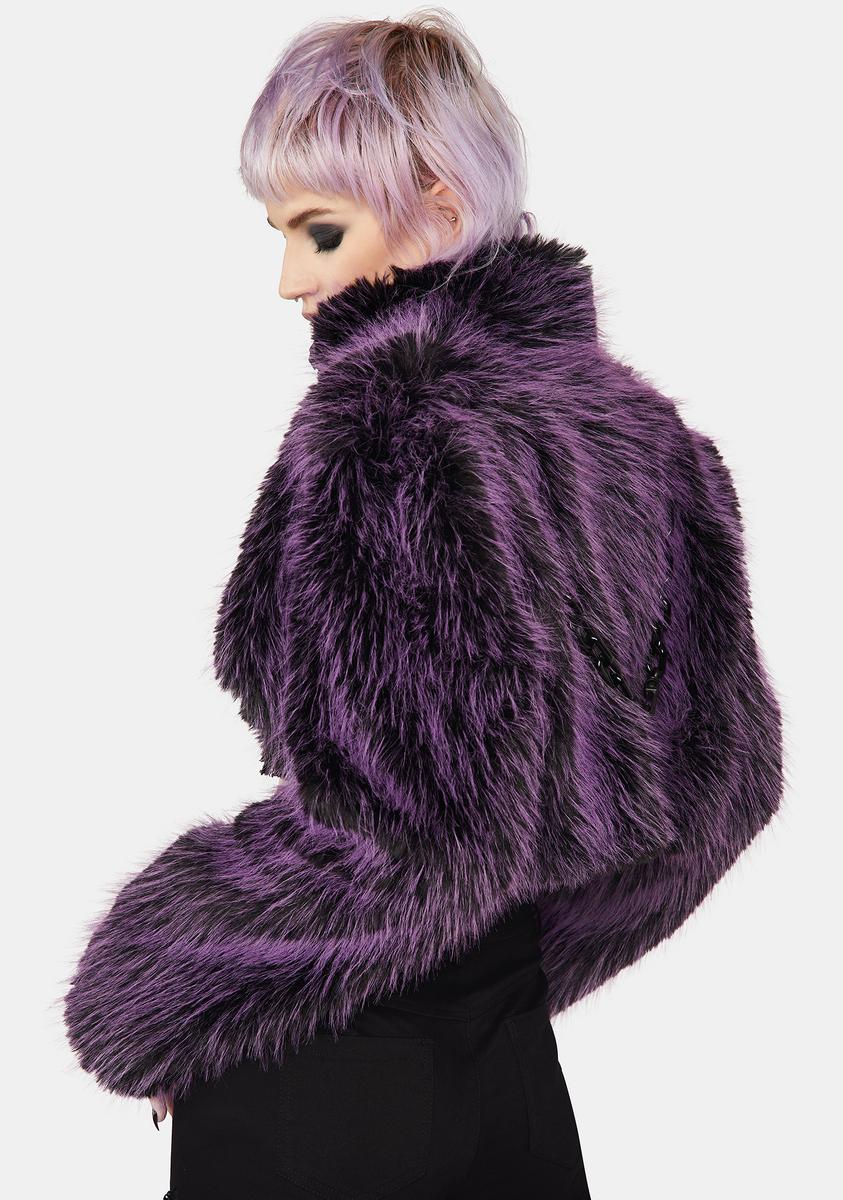 Two-tone artificial fur jacket
