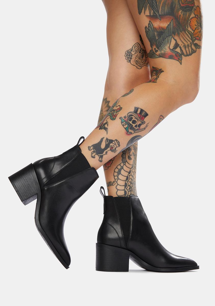 Steve Madden Audience Leather Ankle Booties – Dolls Kill
