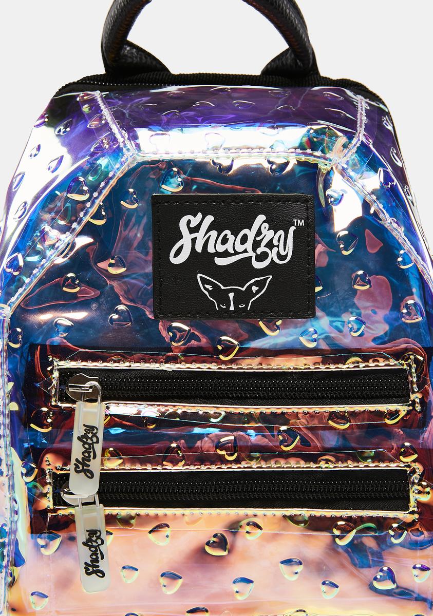 Shadzy Iridescent Heart Print Hydration Mini Backpack  display picture 1