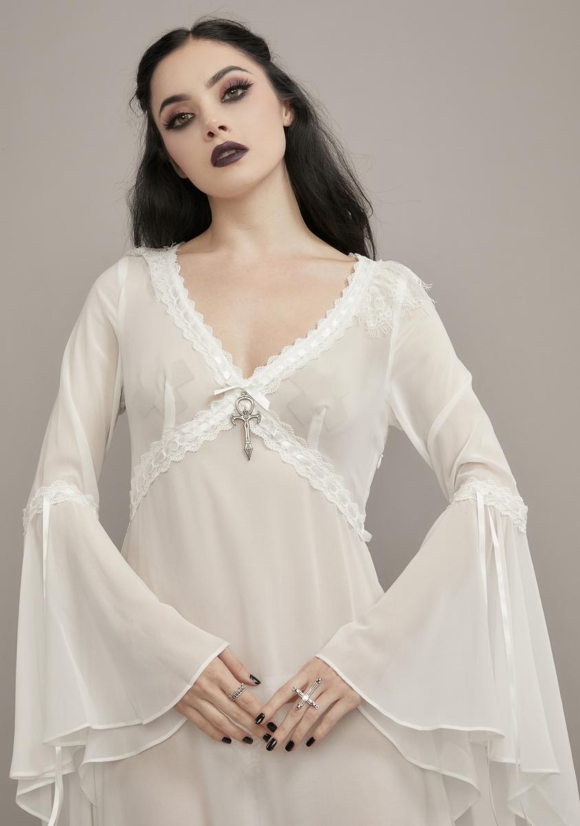 Widow Halloween Chiffon Lace Maxi Dress
