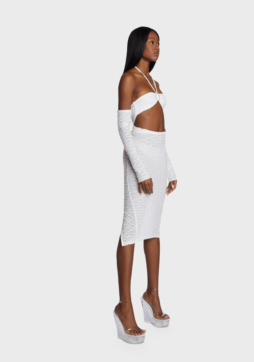 White Scuba Fllippy Midi Skirt | Skirts | PrettyLittleThing