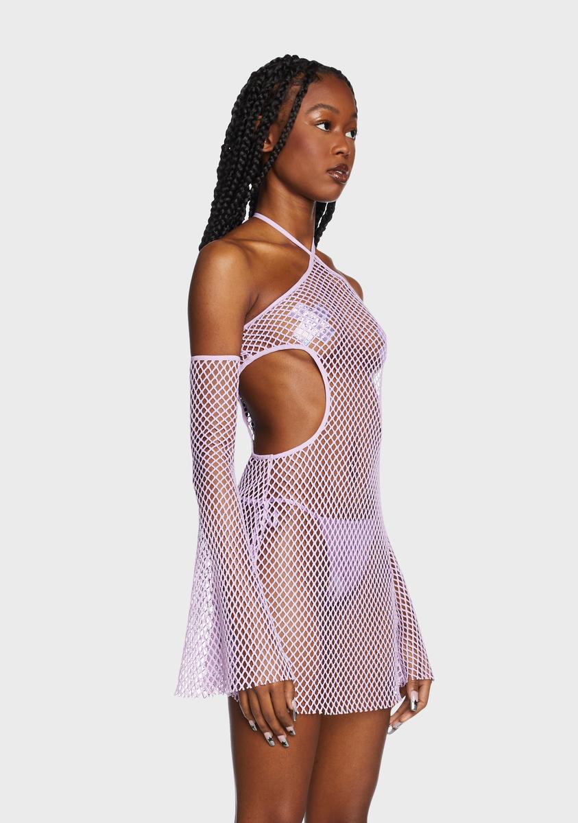 white christmas dresses Rainbow Fishnet Halter Dress – ICONOFLASH