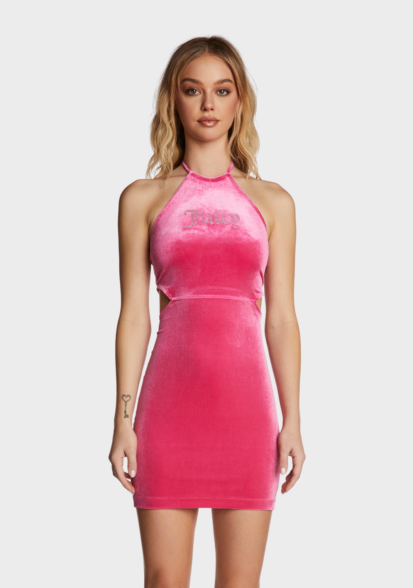 JUICY COUTURE Velour Side Cutout Mini Dress - Pink – Dolls Kill