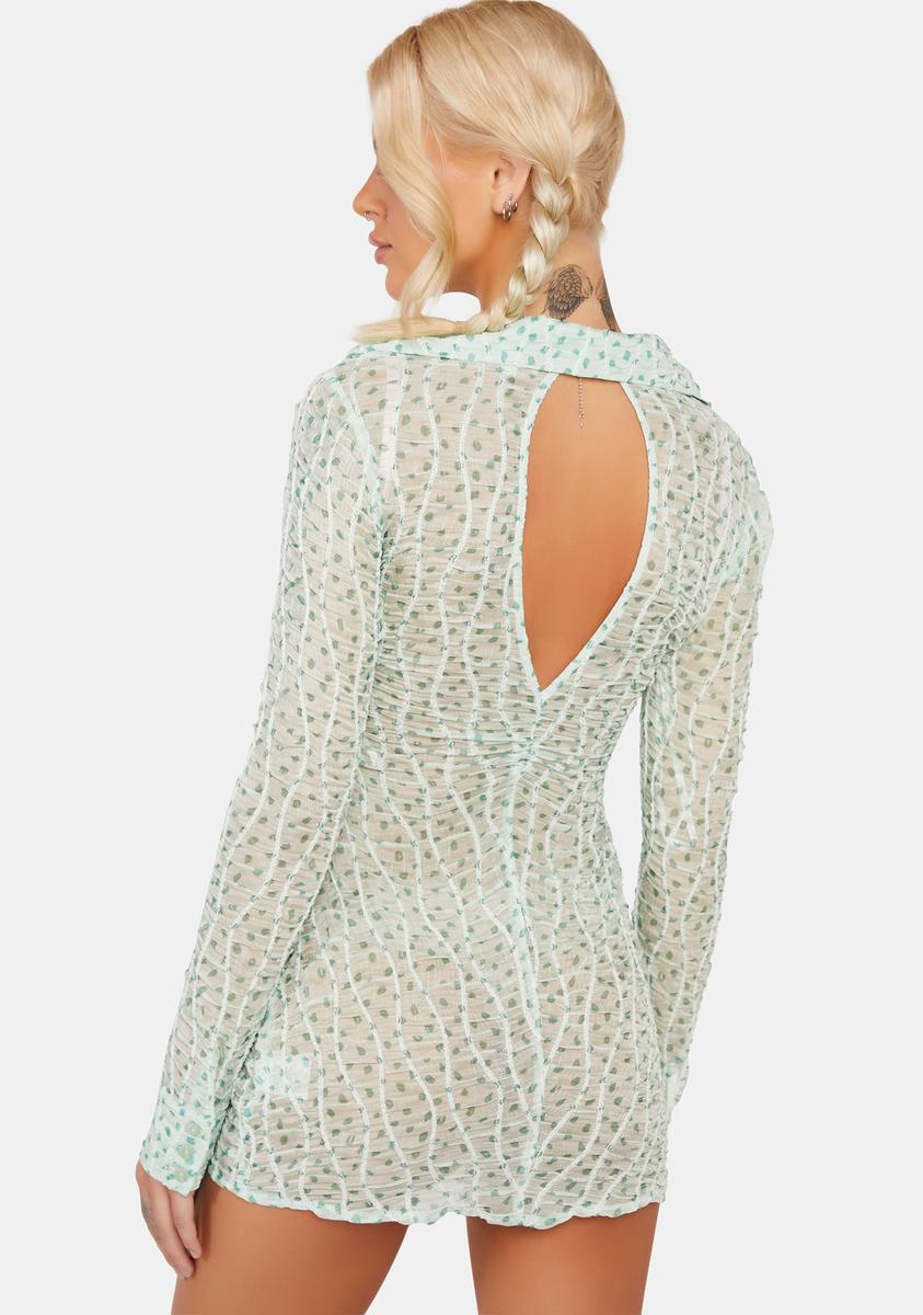 For Love & Lemons Polka Dot Sheer Shirt Dress