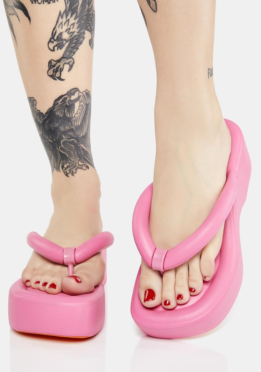 Melissa PVC Platform Thong Sandals Pink – Dolls Kill