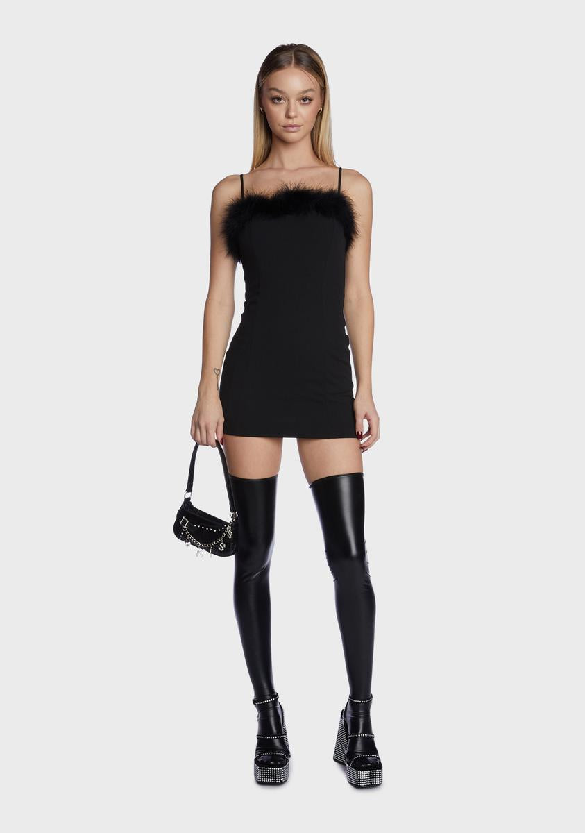 faux feather trim short dress ASOS LUXE 3D floral embellished broderie mini dress with faux feather trim in black