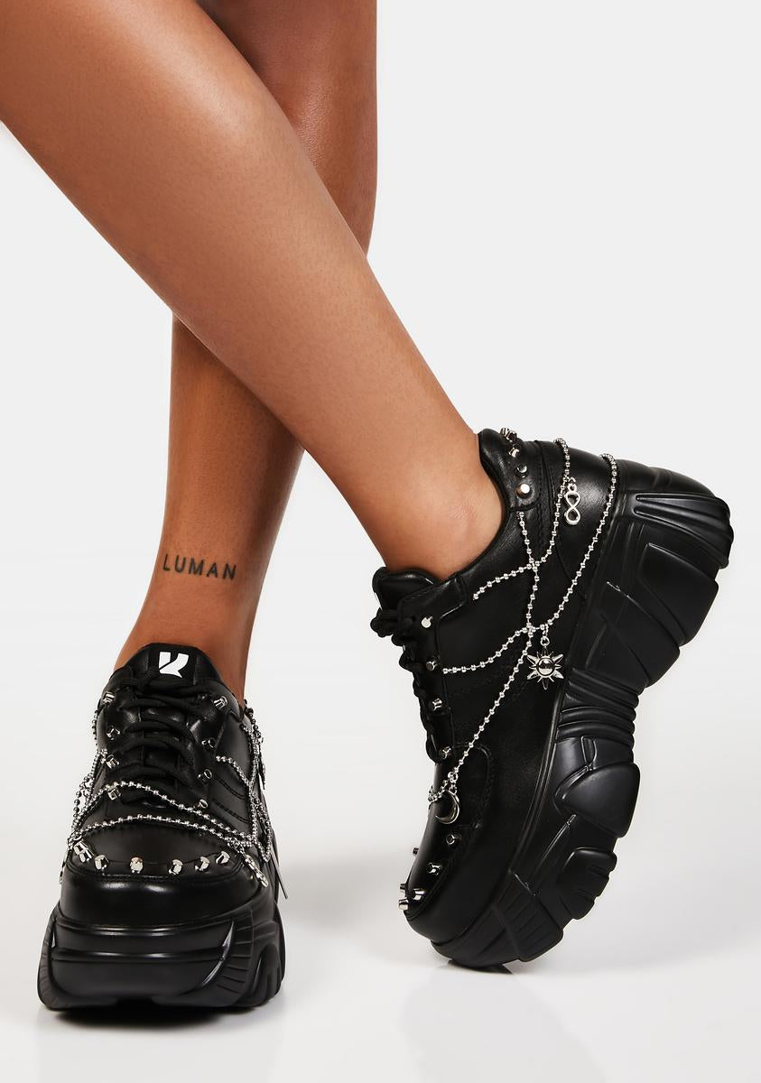 Koi Footwear Vegan Leather Studded Chain Charm Sneakers – Dolls Kill