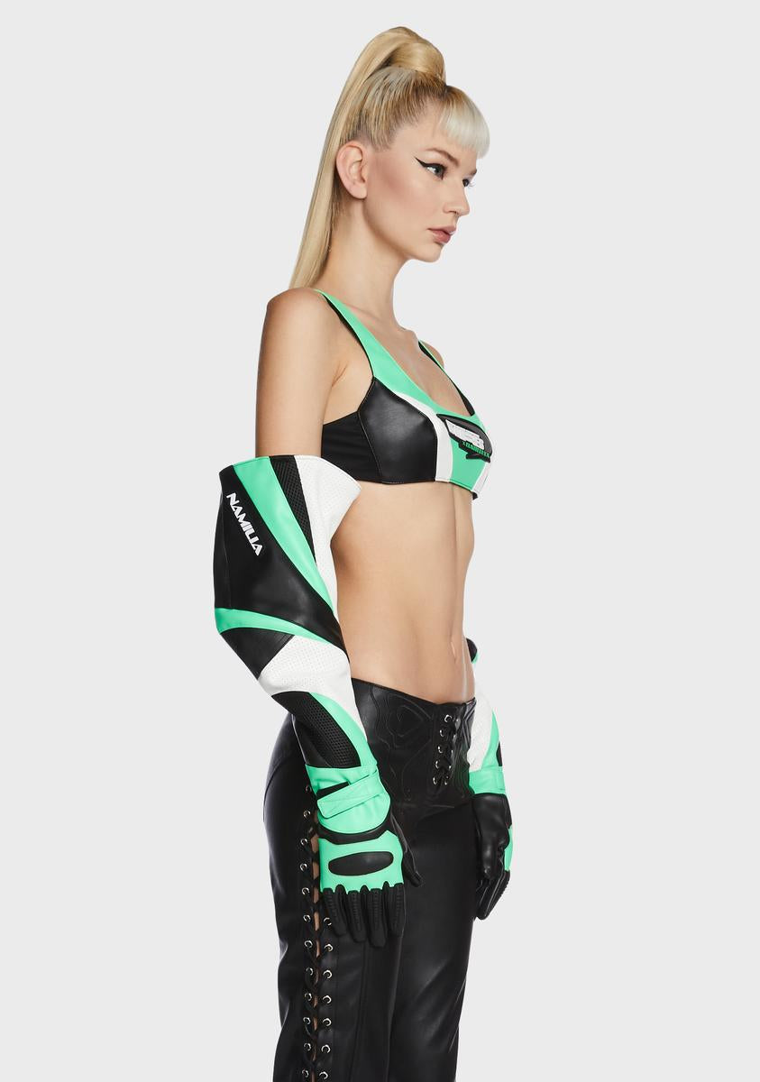 Namilia x NFS Long Moto Gloves - Green/Black/White – Dolls Kill
