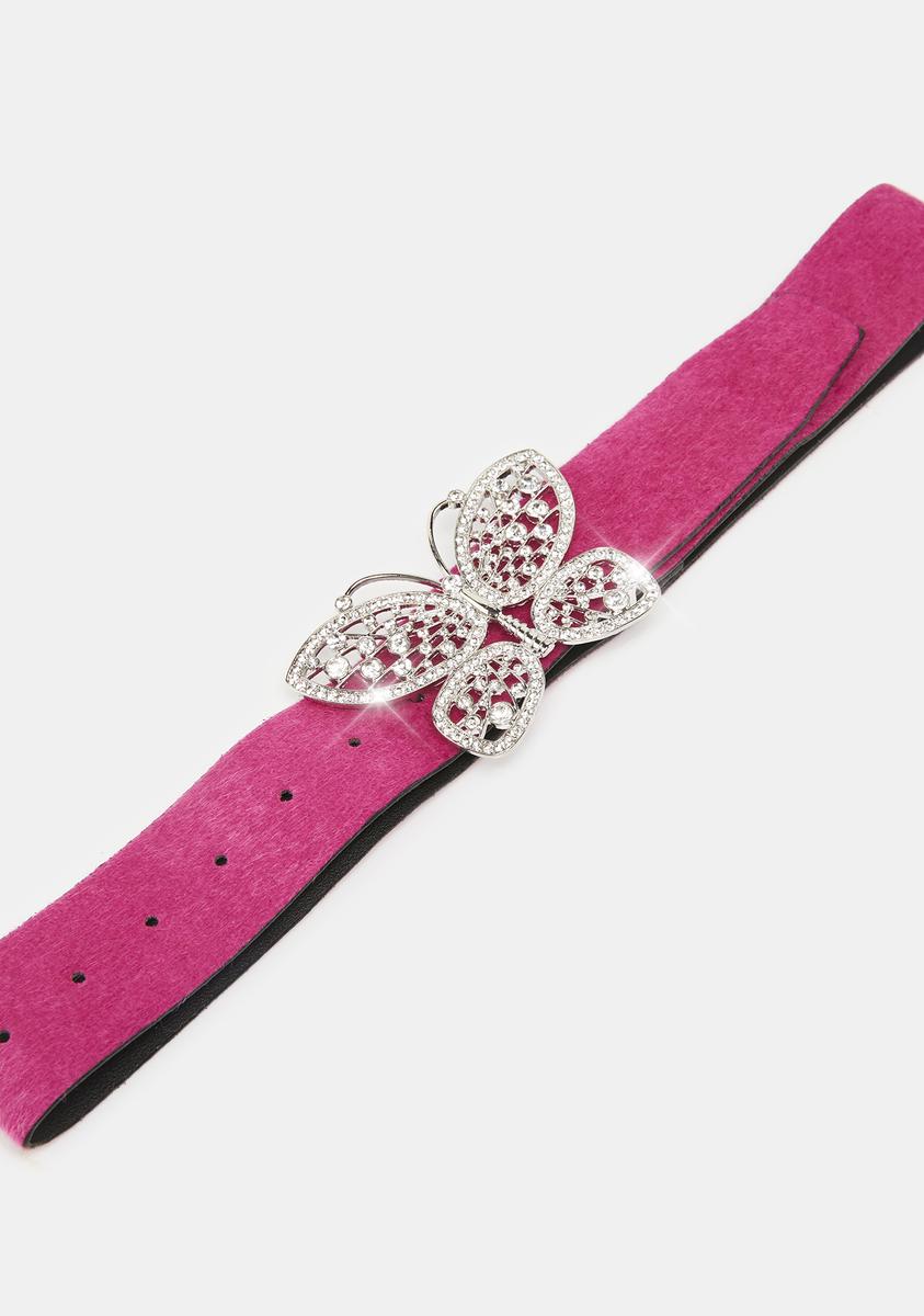 Generation Kiss Rhinestone Butterfly Belt Pink/Silver Dolls Kill