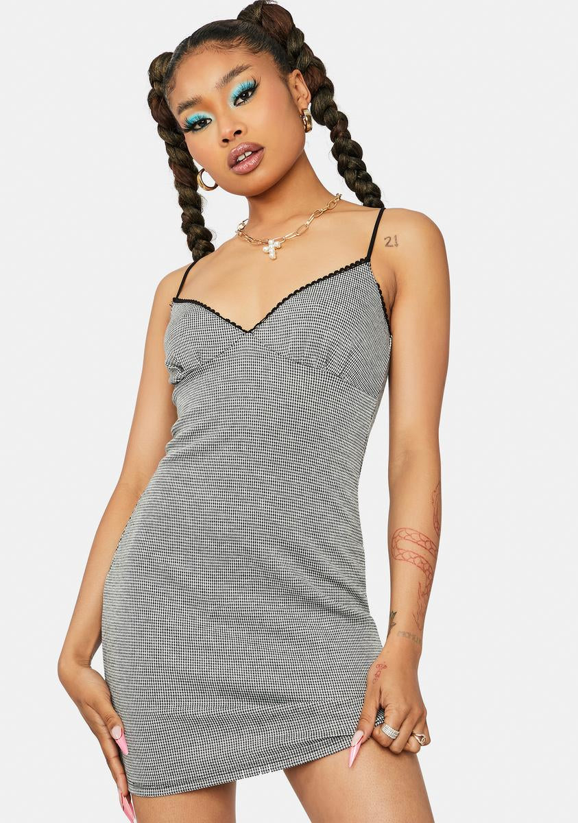 Tease 'Em Babe Houndstooth Bodycon Dress