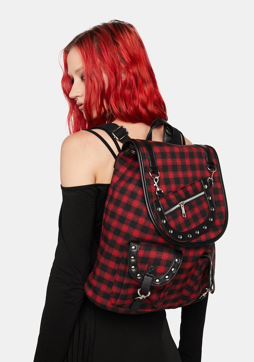 Lost Queen Tartan Vegan Leather Backpack - Red/Black – Dolls Kill