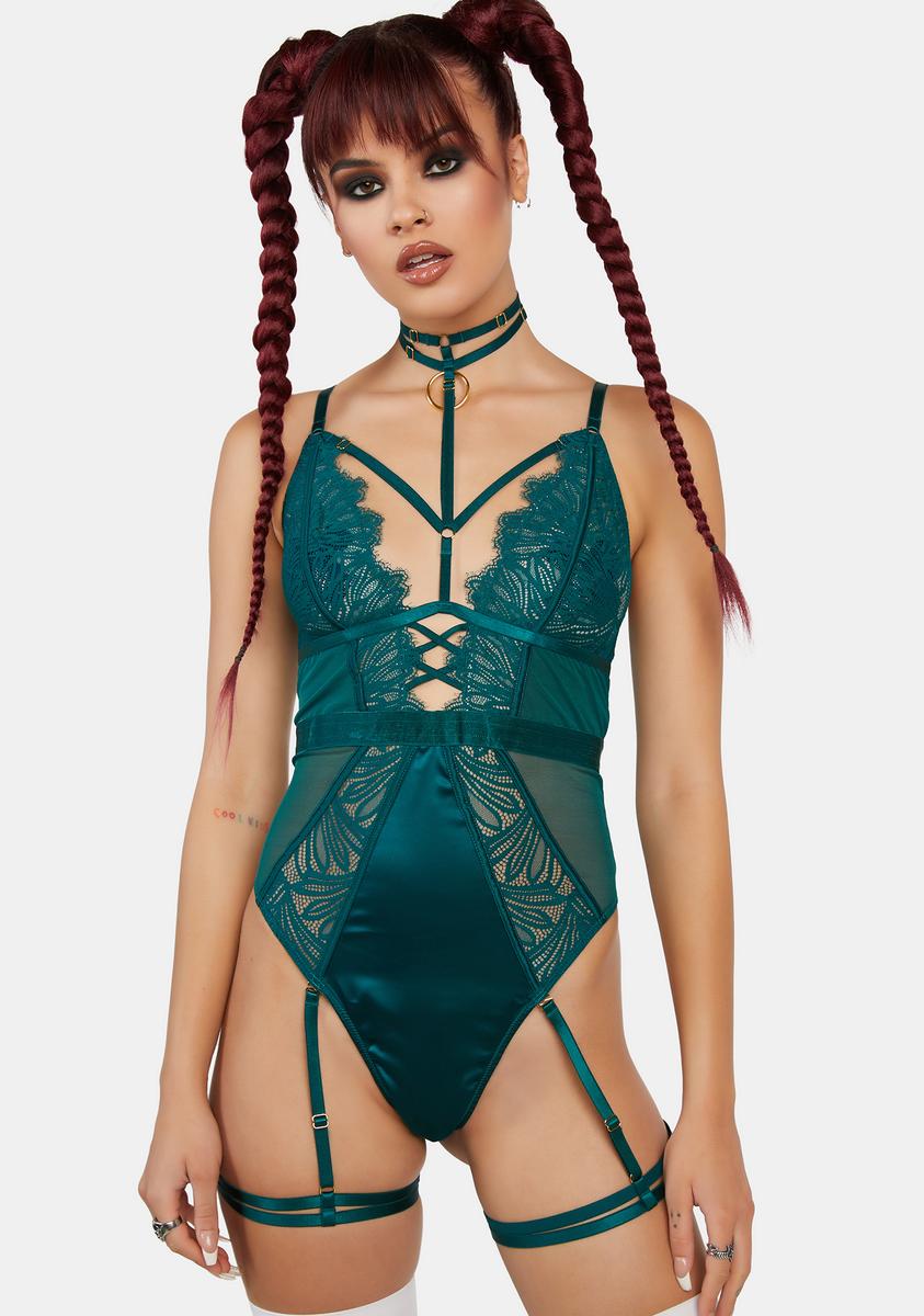WW x Sammi Forest Green Satin & Lace Wired Harness Bodysuit Playful Promises,New Products : American Fashion Style Bags On Sale