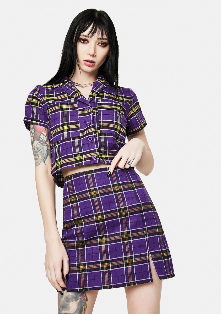 Kaya Purple Plaid Mini Skirt