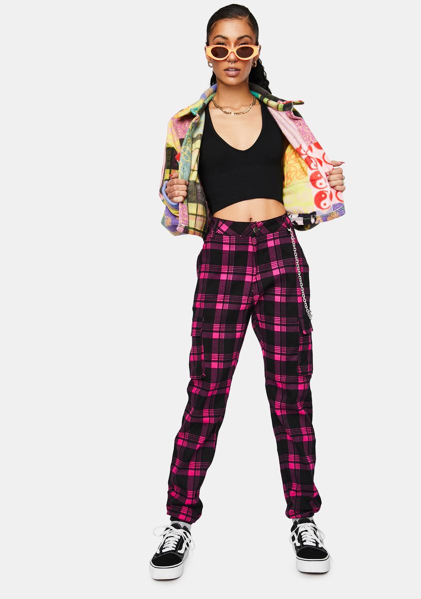 hot pink plaid pants
