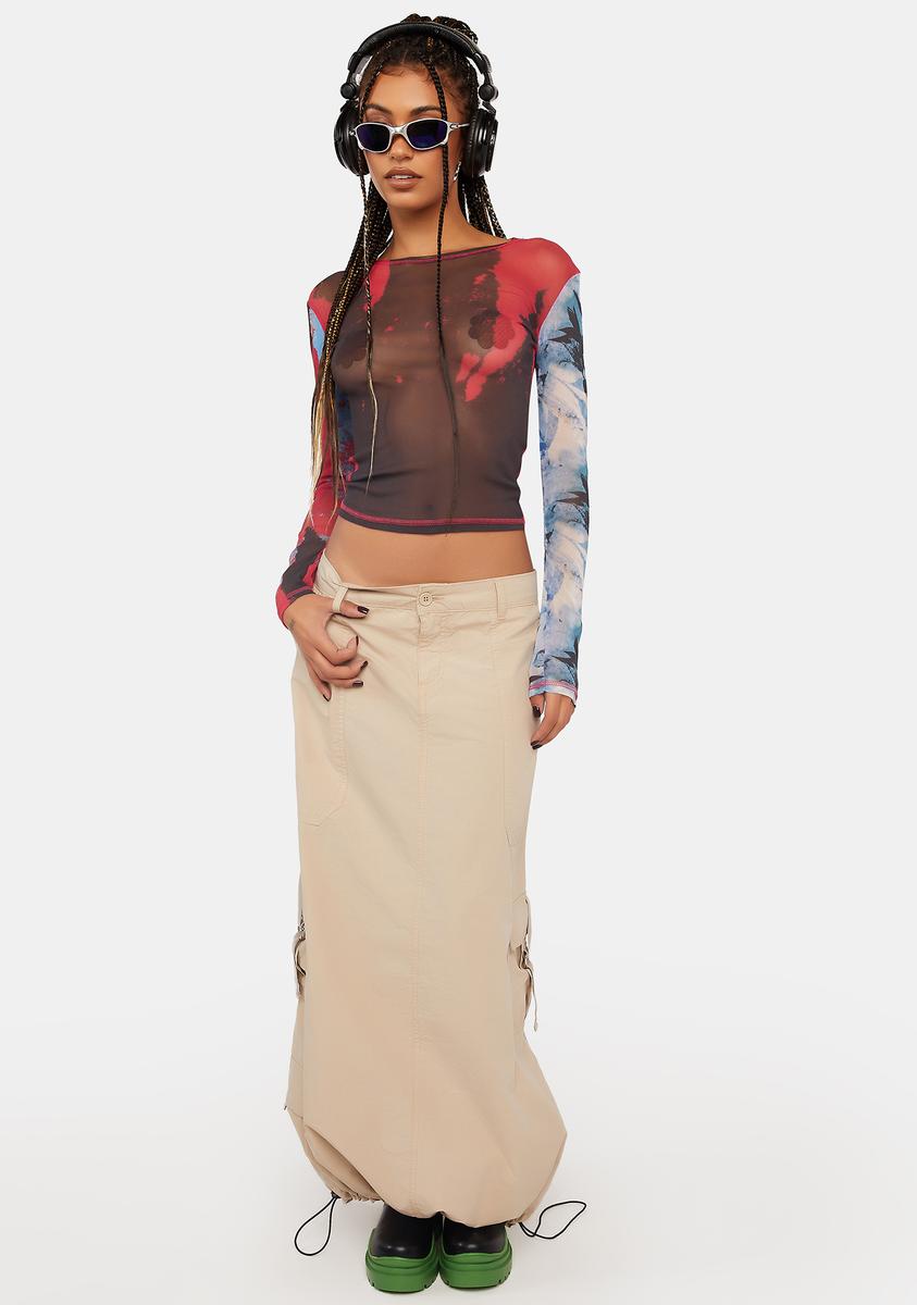 Jaded London Illusion Print Mesh Top - Blue – Dolls Kill