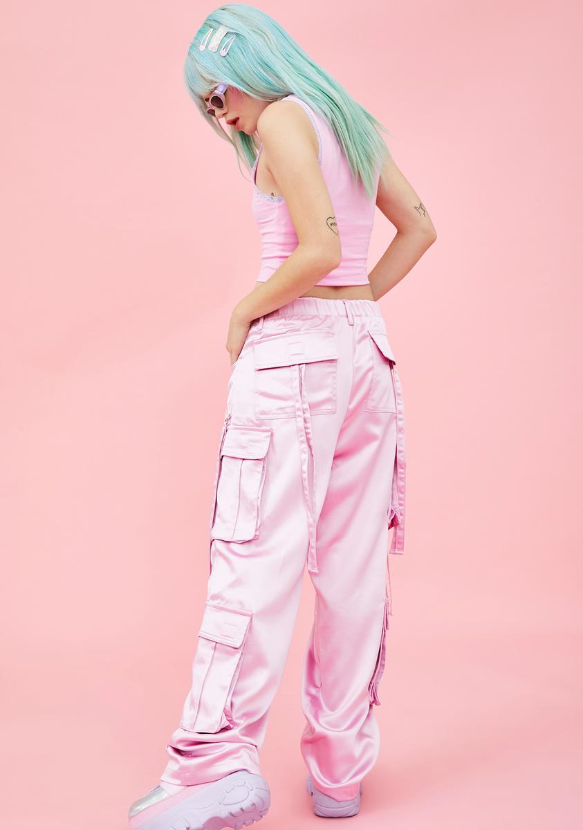 Sugar Thrillz Cargo Pants Satin Pink Dolls Kill