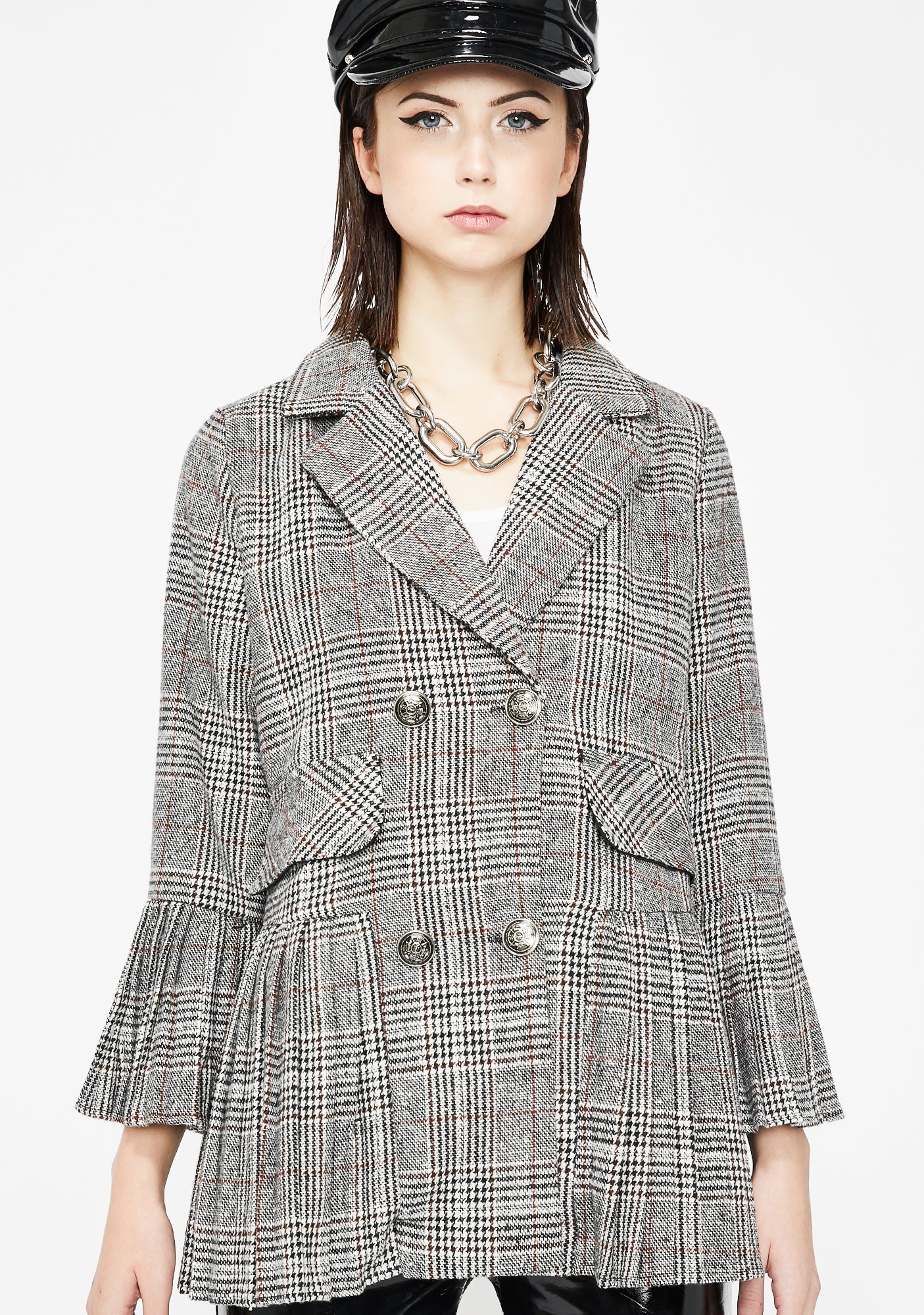 Pleated Double Breasted Plaid Blazer – Dolls Kill