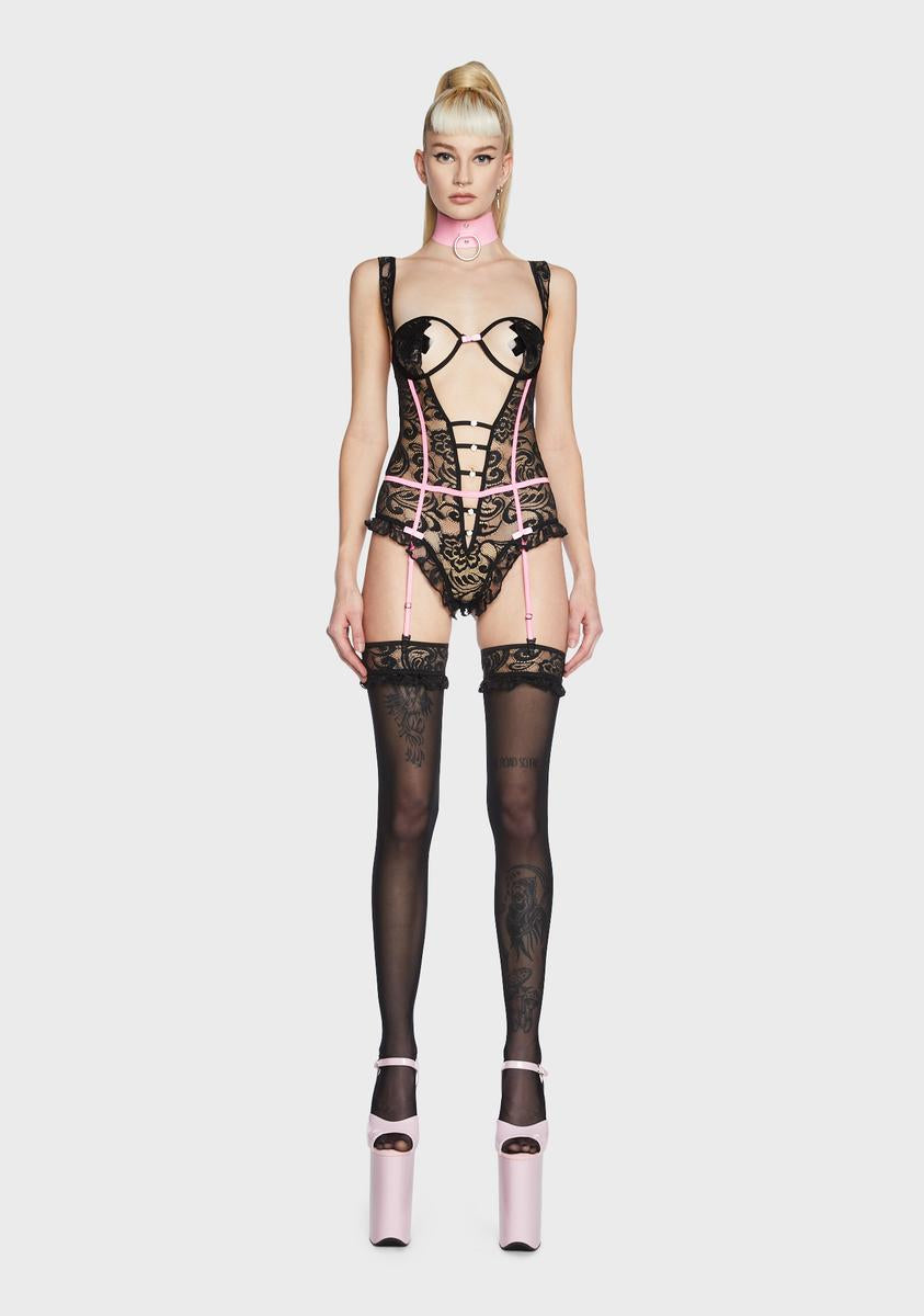 Vamp Lessons Lace Bodysuit,Specials : American Fashion Style Bags On Sale