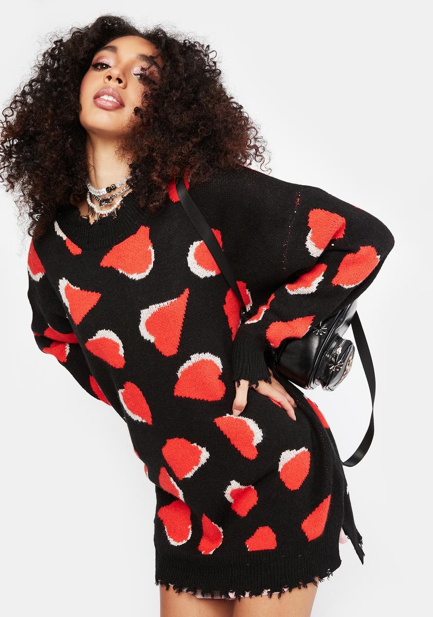 Oversized Sweater Heart Sweater Dress Women's Casual Oversized