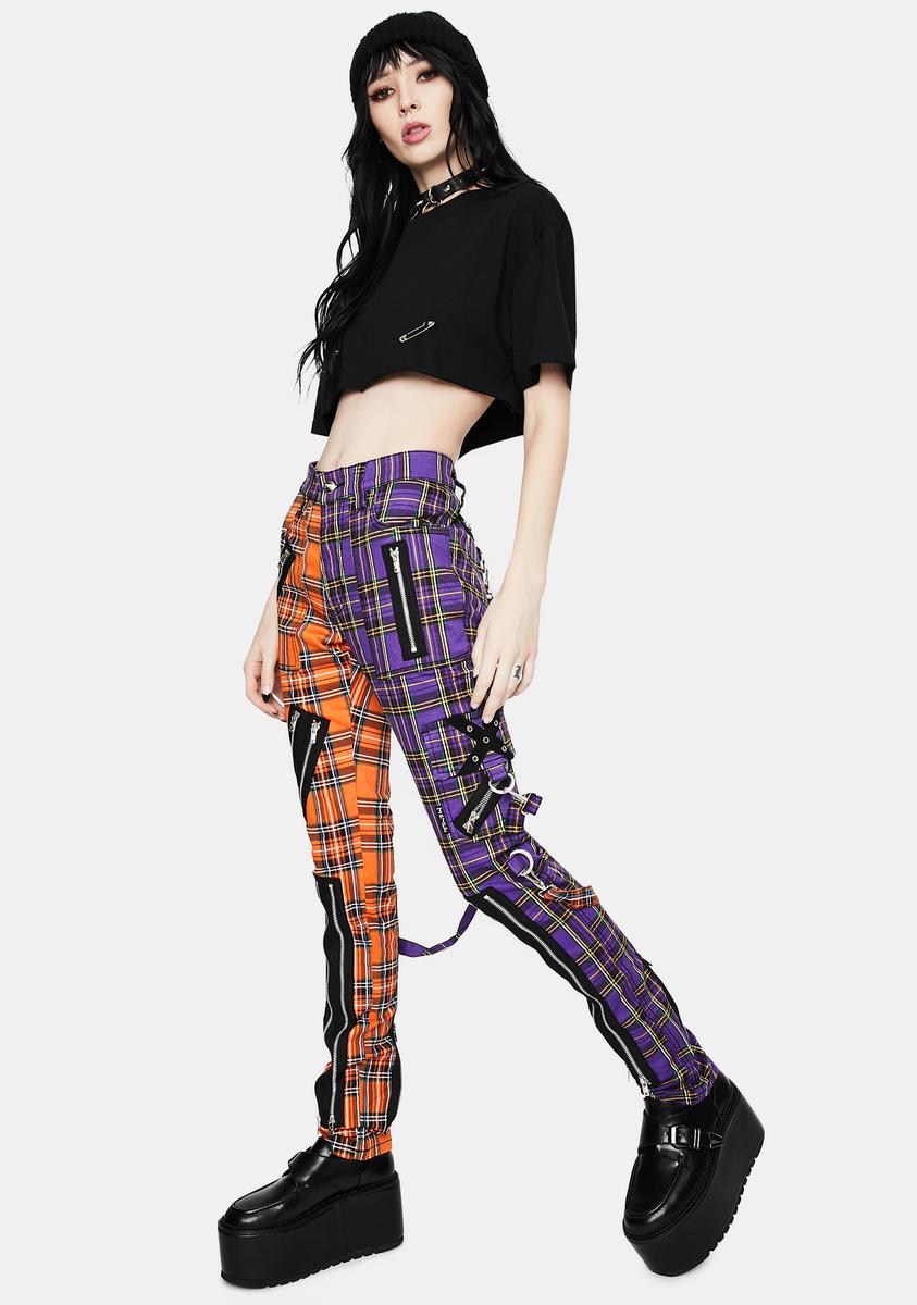 Tripp Nyc Tartan Plaid Bondage Pants Violet / 28