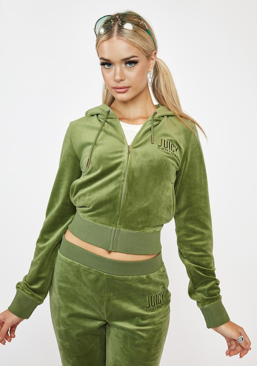 JUICY COUTURE Super Greens Classic Velour Hoodie – Dolls Kill