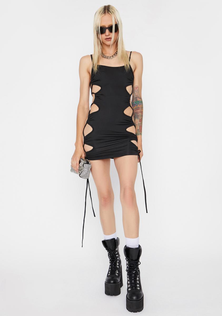 Lace Up Cutout Side Bodycon Mini Dress - Black – Dolls Kill