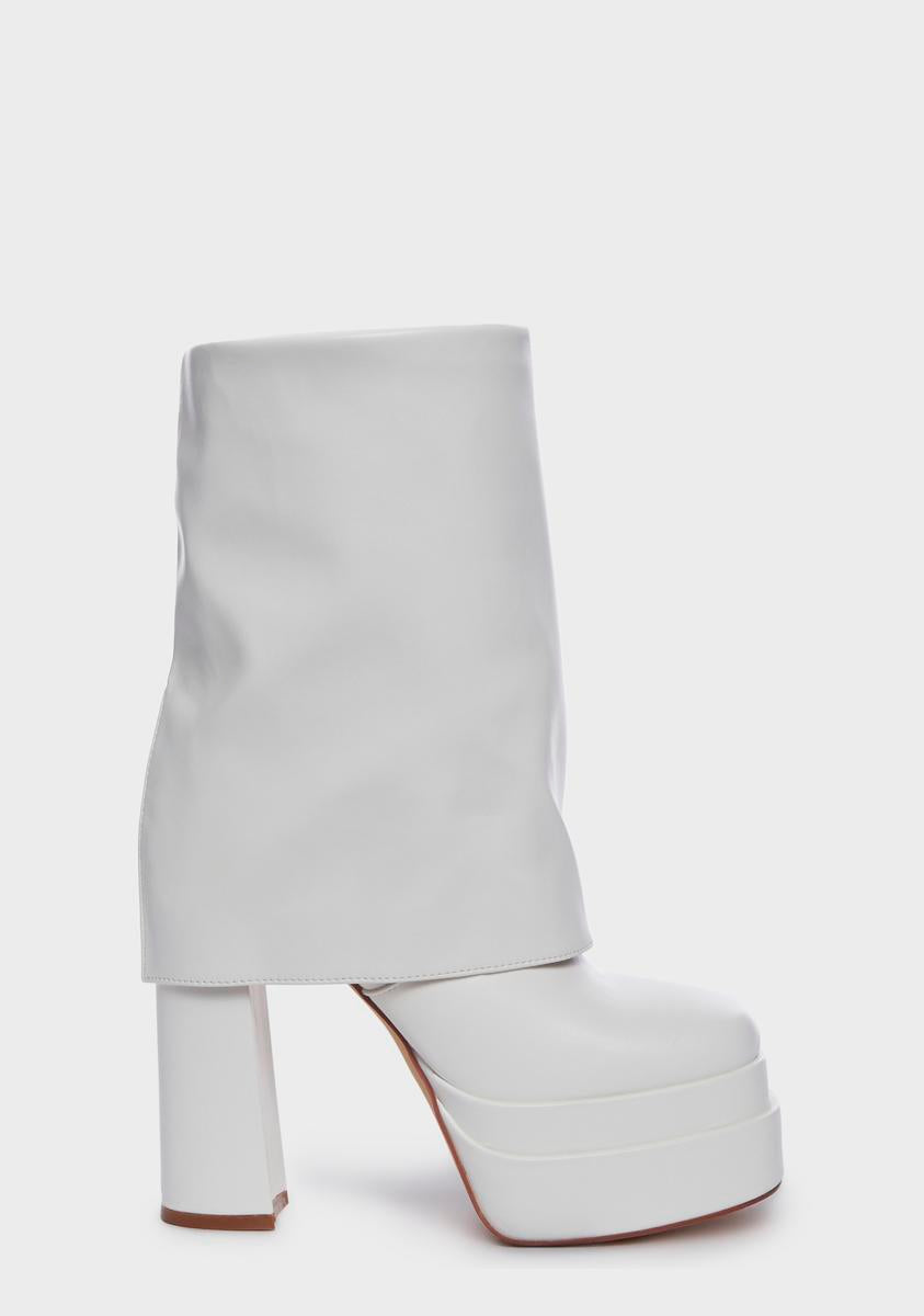 White Baby Platform Boots AZALEA WANG,New Products : American Fashion Style Bags On Sale