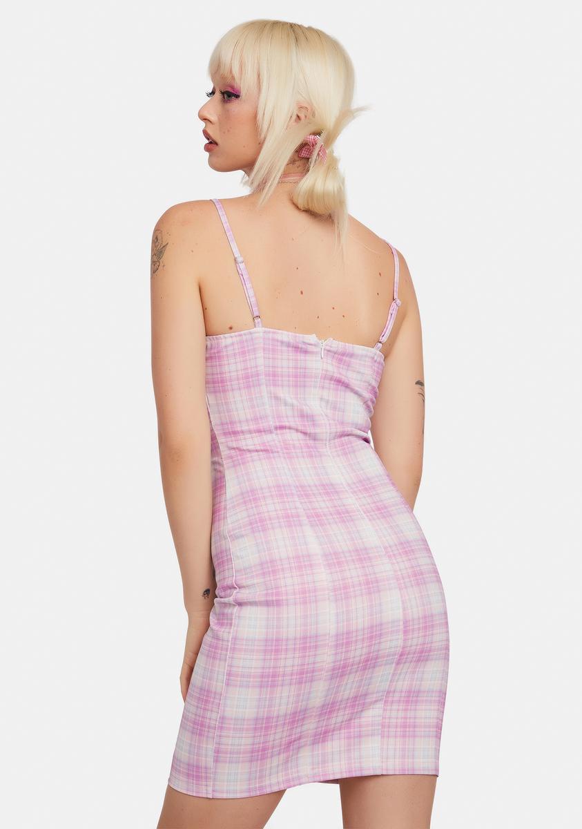 pink plaid bodycon dress Blush Back 2 School Baddie Plaid Bodycon Dress
