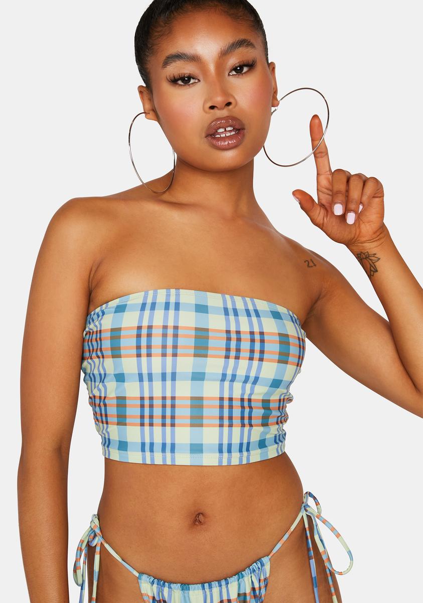 Colour Plaid Troya Tube Bikini Top Dolls Kill,Specials : American Fashion Style Bags On Sale