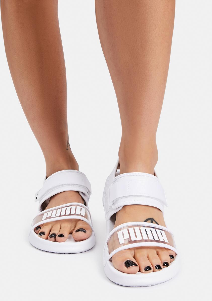 Puma white leadcat jelly sandals shop
