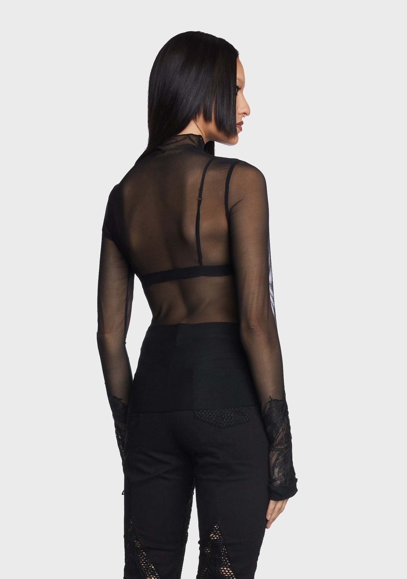 Punk Rave Sheer Mesh Embroidered Top - Black – Dolls Kill